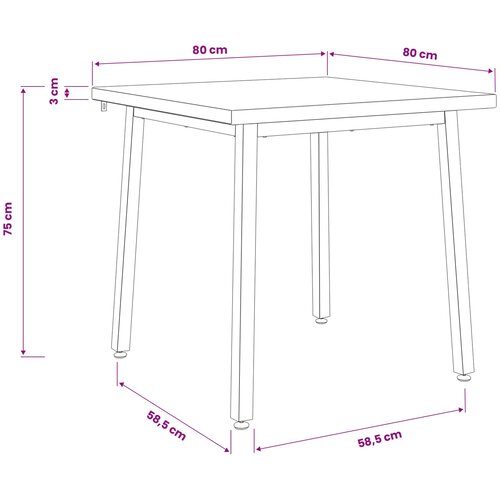  80 x 80 x 75 cm Čvrsto drvo akacije Prirodna i kava Četvrtasti Slike