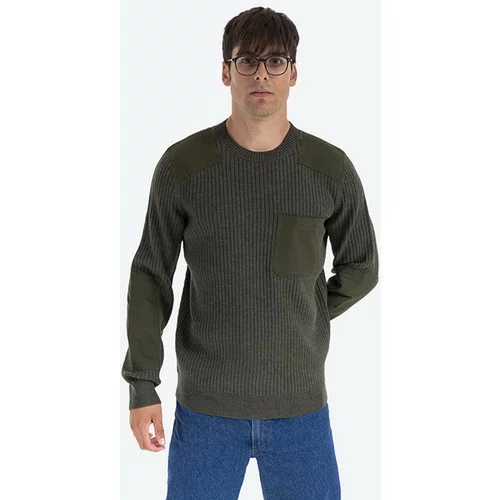 A.P.C. Vuneni pulover za muškarce, boja: zelena, lagani, WVBAK.H23052-KHAKI