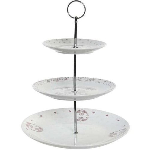 Posuda za Voće DKD Home Decor 27 x 27 x 34 cm Porculan Roza Metal Bijela Cijene