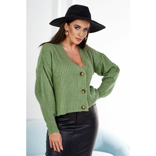 Kesi Ribbed sweater with buttons dark mint Slike