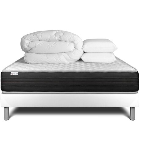 VITALIT Kompletni paket za posteljo - Vzmetnica 160x200 cm + vzmetnica z letvami (komplet) + 2 vzglavnika + odeja - Vitalmemo One, (21614316) Cene