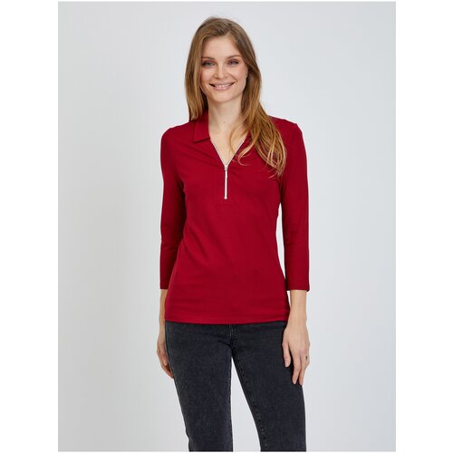 Orsay Red T-Shirt with Three-Quarter Sleeve - Women Slike