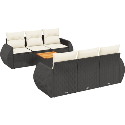  7-dijelni set vrtnih sofa od poliratana s jastucima crni Crna 70 x 62 x 69 cm Slike