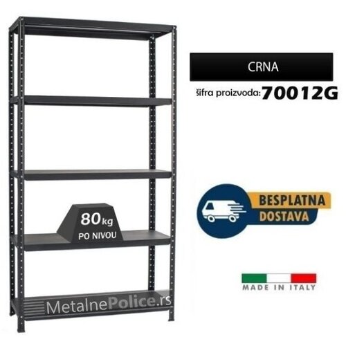  Polica metal-metal 187x100x40cm, 5x80kg Crna - vijak Cene