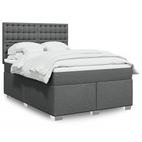 VidaXL Box spring postelja z vzmetnico temno siva 140x200 cm blago Slike