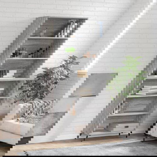  The Living Store Visoka komoda siva sonoma 69,5x32,5x180 cm inženirski les - Visoka Omarica, (21442084) Slike