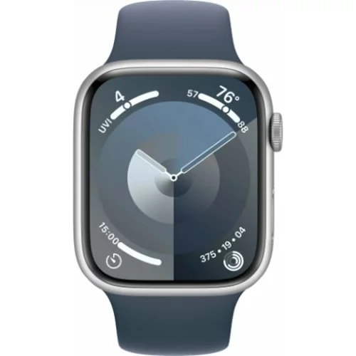 Apple Watch Series 9 41mm (GPS) Aluminium Case Silver with Sport Band Storm Modra