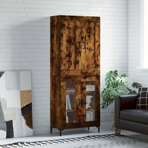 vidaXL Visoka komoda dimljen hrast 69,5x34x180 cm inženirski les Cene