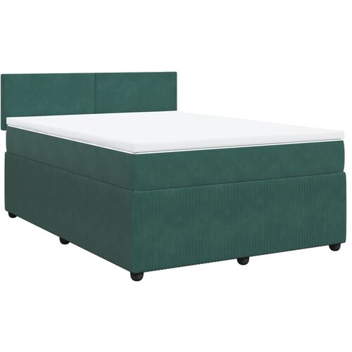 vidaXL Box spring postelja z vzmetnico temno zelena 160x200 cm žamet, (21321603) Cene