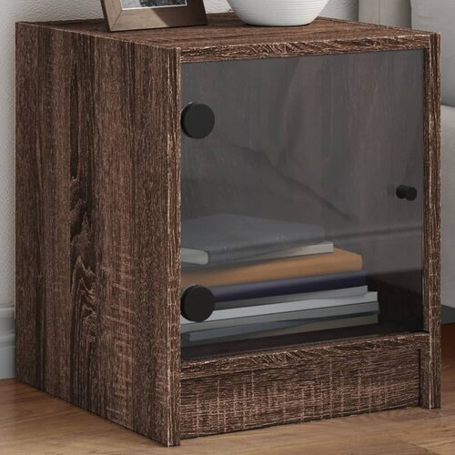 VidaXL Noćni ormarići staklena vrata 2 kom boja hrasta 35 x 37 x 42 cm Slike