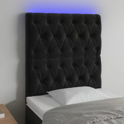 vidaXL LED posteljno vzglavje črno 80x7x118/128 cm žamet