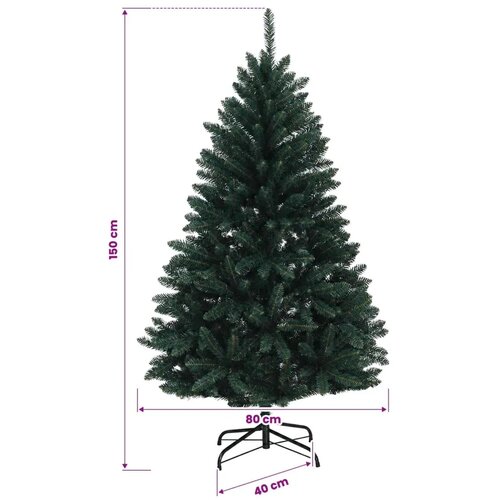  Umjetno božićno drvce tamnozeleno s kuglicama 150 cm - Tamnozelena &amp;Oslash; 80 x 150 cm s 150 LED dioda i zlatnim kuglicama Slike
