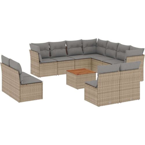  12-dijelni set vrtnih sofa od poliratana s jastucima bež Slike