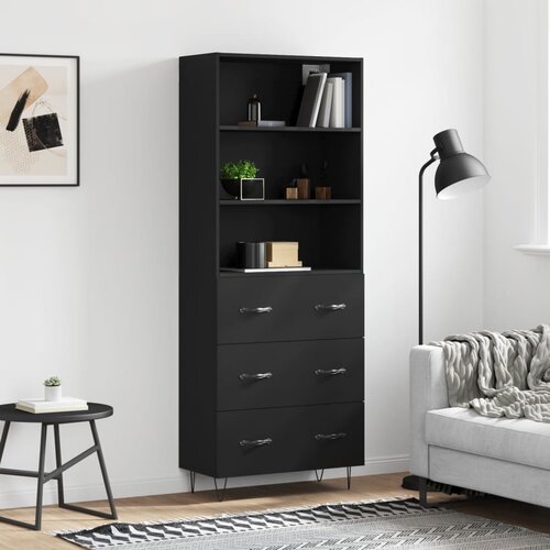 vidaXL Visoka komoda črna 69,5x34x180 cm inženirski les Cene