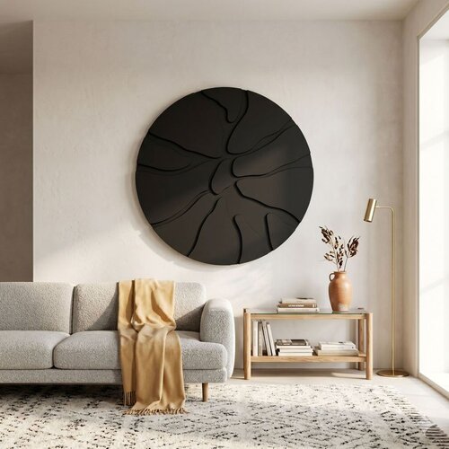 Wallxpert Core Black - 50 x 50 Black Decorative Framed MDF Painting Slike