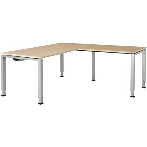 mauser Pisalna miza, kotna, spodnji del iz kvadratne/okrogle cevi, VxŠxG 650 - 850 x 1600 x 800 mm, kotni element na desni strani (širina 1000 mm), pl Cene