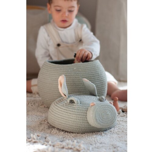 Lorena Canals Svetlo modra tekstilna otro&amp;scaron;ka &amp;scaron;katla za shranjevanje &amp;oslash; 25x30 cm Henry the Hippo &amp;ndash; Slike