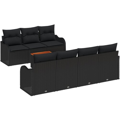 VidaXL 8 Delni Set Vrtnih Sofa s Jastucima Crni Poli Ratan Akacija, 2-Sjedna Vrtna Sofa s Jastucima Crna Poli Ratan Slike