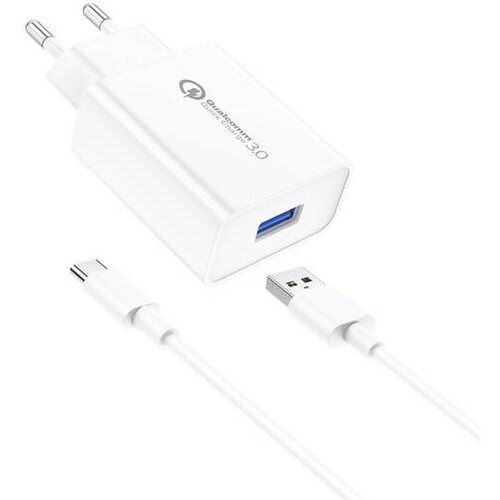 Foneng EU13 omrežni polnilnik + kabel USB z USB-C, 3A (bela) Cene