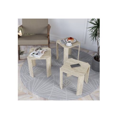 Hanah home Azra set klub stolova, 3 dijela, bež Slike
