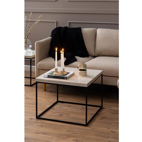 Actona Bež mizica z mizno plo&amp;scaron;čo v marmornem dekorju 60x60 cm Barossa &amp;ndash; Slike