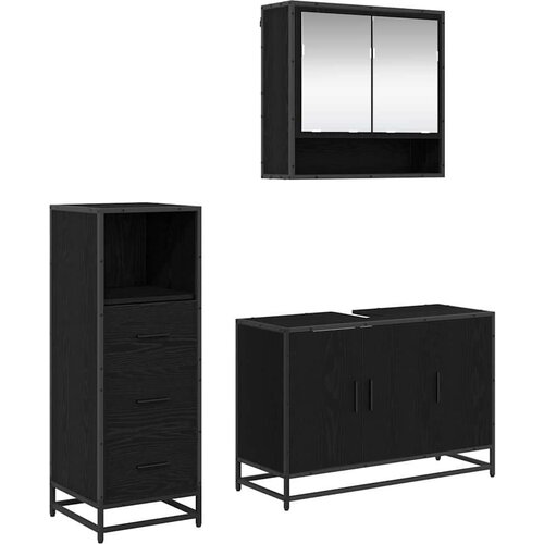 VidaXL set namje&amp;scaron;taja za kupaonicu 3 pcs crni hrast 90 x 33 x 60 cm Slike