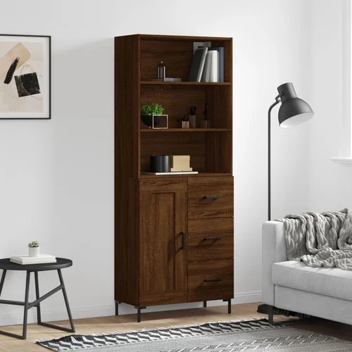 vidaXL Visoka komoda rjav hrast 69,5x34x180 cm inženirski les