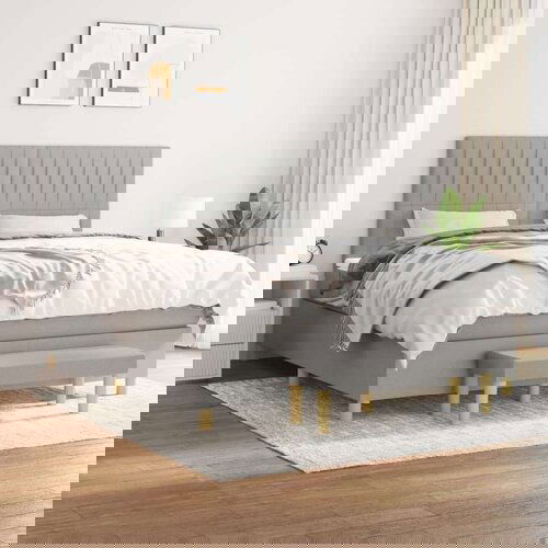  Box spring postelja z vzmetnico svetlo siva 160x200 cm žamet, (20902403) Slike