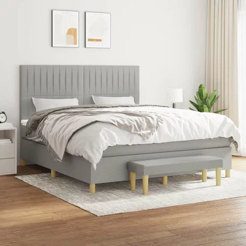  Box spring postelja z vzmetnico svetlo siva 160x200 cm žamet, (20902403)
