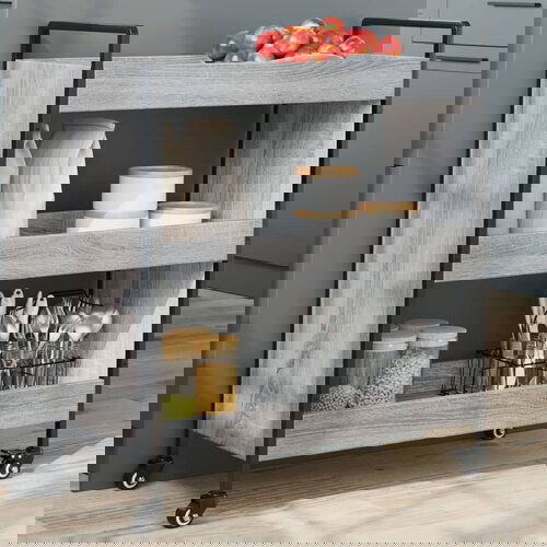 vidaXL Kuhinjska kolica siva boja hrasta 70x30x82 cm konstruirano drvo Cijene