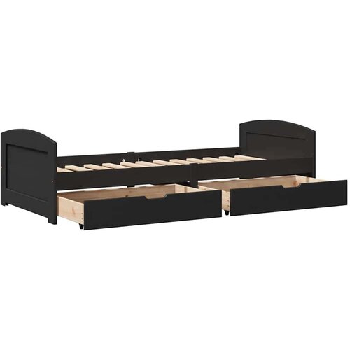 VidaXL Dnevni krevet s 2 ladice bez madraca &amp;quot;IRUN&amp;quot; crni 90x200 cm Slike