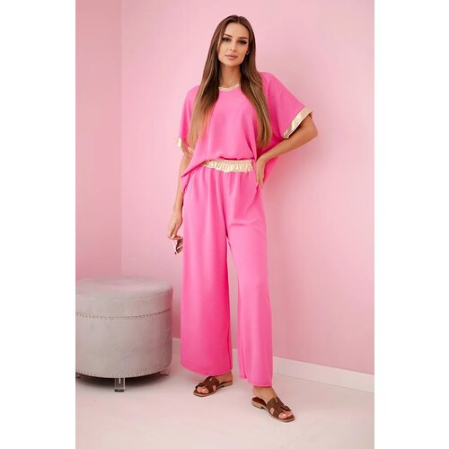 Kesi Włoski Viscose set with golden trim pink Cene