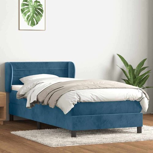 Box spring postelja z vzmetnico temno modra 90x220 cm žamet, (21791733) Slike
