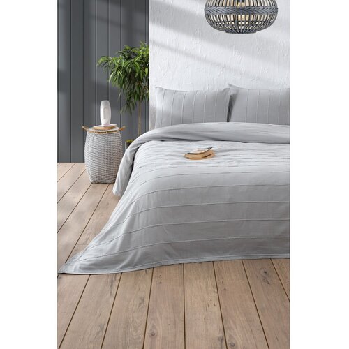  Siv bombažen komplet prevleke za odejo in prevleke za vzglavnik 210x220 cm Sedef &amp;ndash; Slike