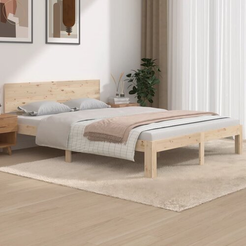 The Living Store Posteljni okvir iz trdne borovine 140x190 cm - Posteljni Okvir, (21527469) Slike