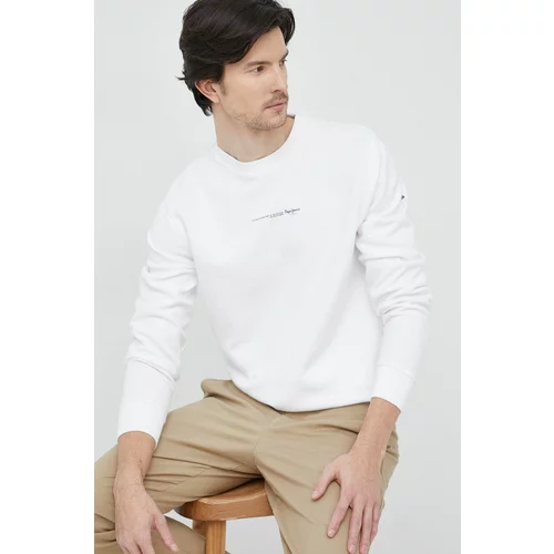 Pepe Jeans Bombažen pulover moška, bela barva