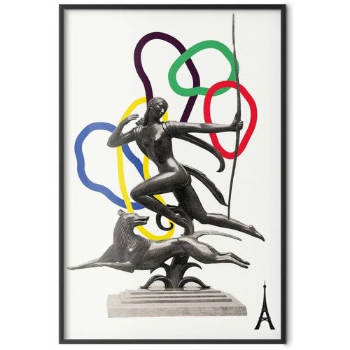  Plakat - Collage Graphic - Woman Shooting a Bow 40x60 Crni okvir Slike