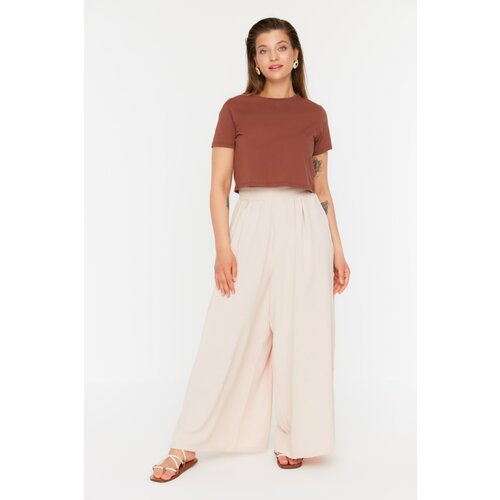 Trendyol Curve Beige Wide Leg Woven Trousers Cene