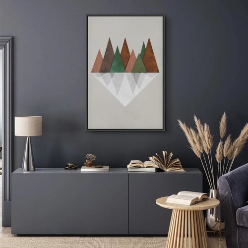  Slika - Symmetrical Land (1 Part) Vertical 80x120 U crnom drvenom okviru Cene