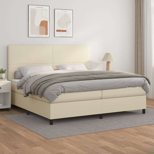  Box spring postelja z vzmetnico krem 200x200 cm umetno usnje, (20902187) Cene