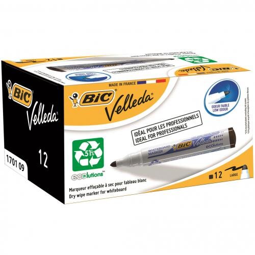 Bic Brisivi markeri za belu tablu VELLEDA 1701 12/1 crni Cene