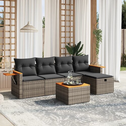 vidaXL 6-dijelni set vrtnih sofa od poliratana s jastucima sivi Cijene