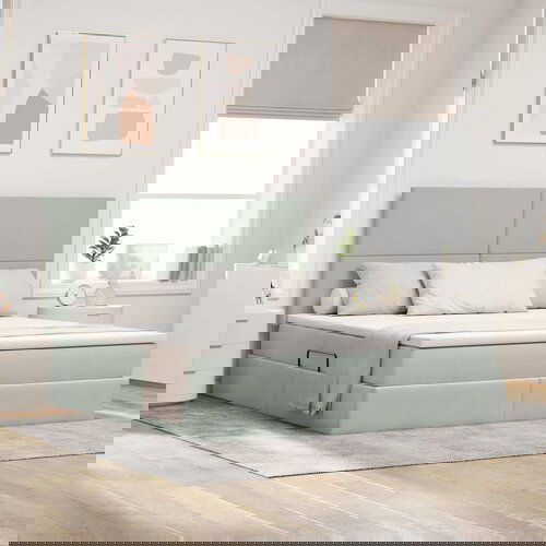 VidaXL Krevet S LED lampica Svijetlo siva 160 x 200 cm Bar&amp;scaron;un Slike