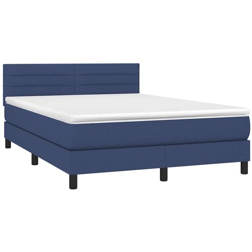  Krevet box spring s madracem LED plavi 140x190 cm od tkanine Slike