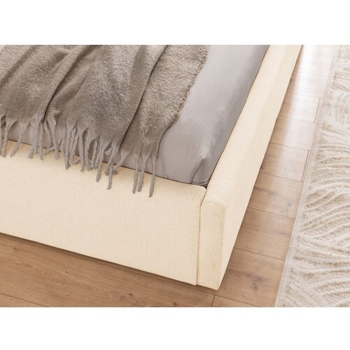 Ropez Krem tapecirani bračni krevet s prostorom za odlaganje s podnicom 140x200 cm Cille &amp;ndash; Slike