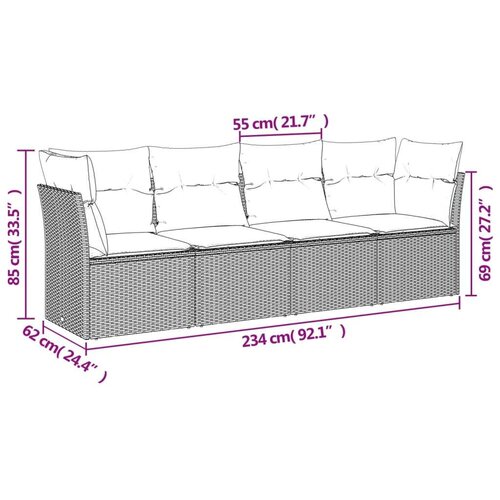 vidaXL 4-dijelni set vrtnih sofa s jastucima svijetlosivi poliratan Cijene