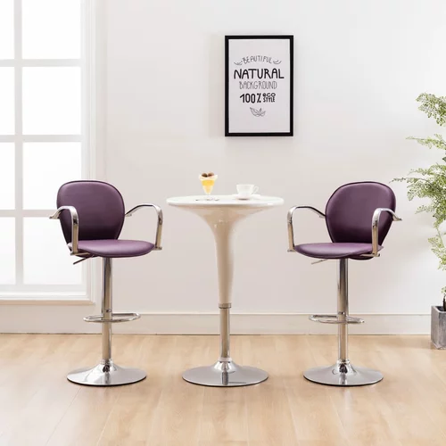 vidaXL Barski stolčki z naslonjali 2 kosa vijolično umetno usnje, (20700412)