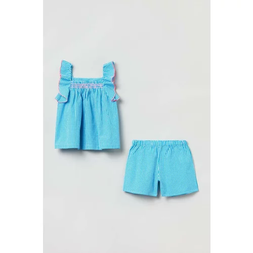 OVS Dječja pamučna pidžama boja: tirkizna, s uzorkom