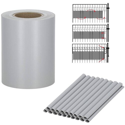 springos Trak za panelno ograjo za zaščito zasebnosti 450g/m2 19cm x 35m + 20 sponk siva Cene