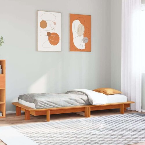 vidaXL Posteljni okvir vo&scaron;čeno rjav 75x190 cm trdna borovina, (21292346) Cene